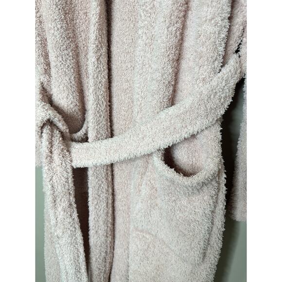 Barefoot Dreams Cozychic Fuzzy Pink Long Heavy Robe With Belt Adult Size 2 - Picture 4 of 7